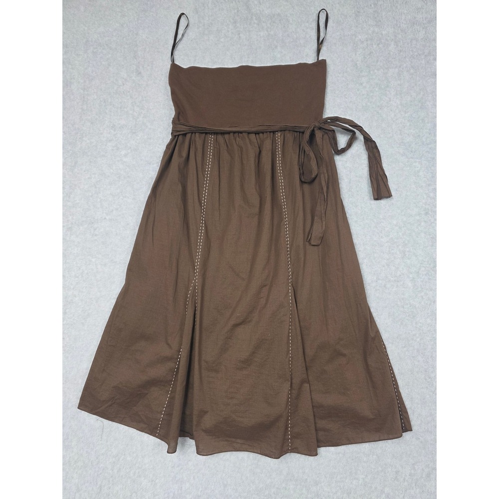 Old Navy Maternity Dress Women M Brown Spaghetti Strap Contrast Stitch Boho Chic